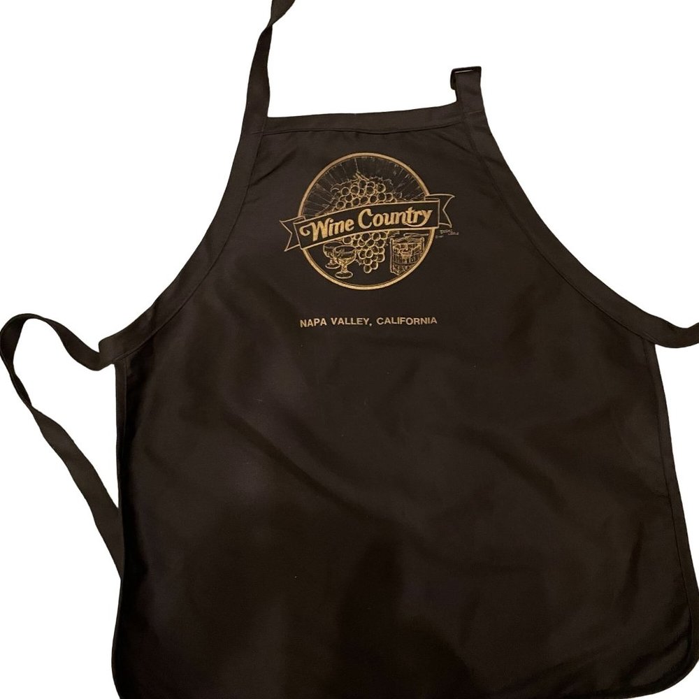 Unbranded Wine Country Apron Unisex OS Black Napa Valley California Gold Graphic